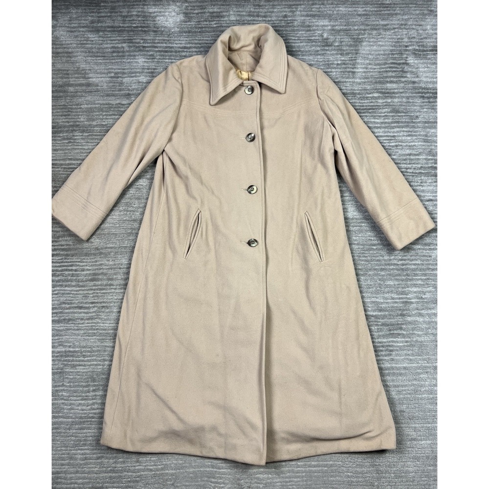 Kashmiracle Coat Womens Large Beige‎ Button Closure Long Vintage